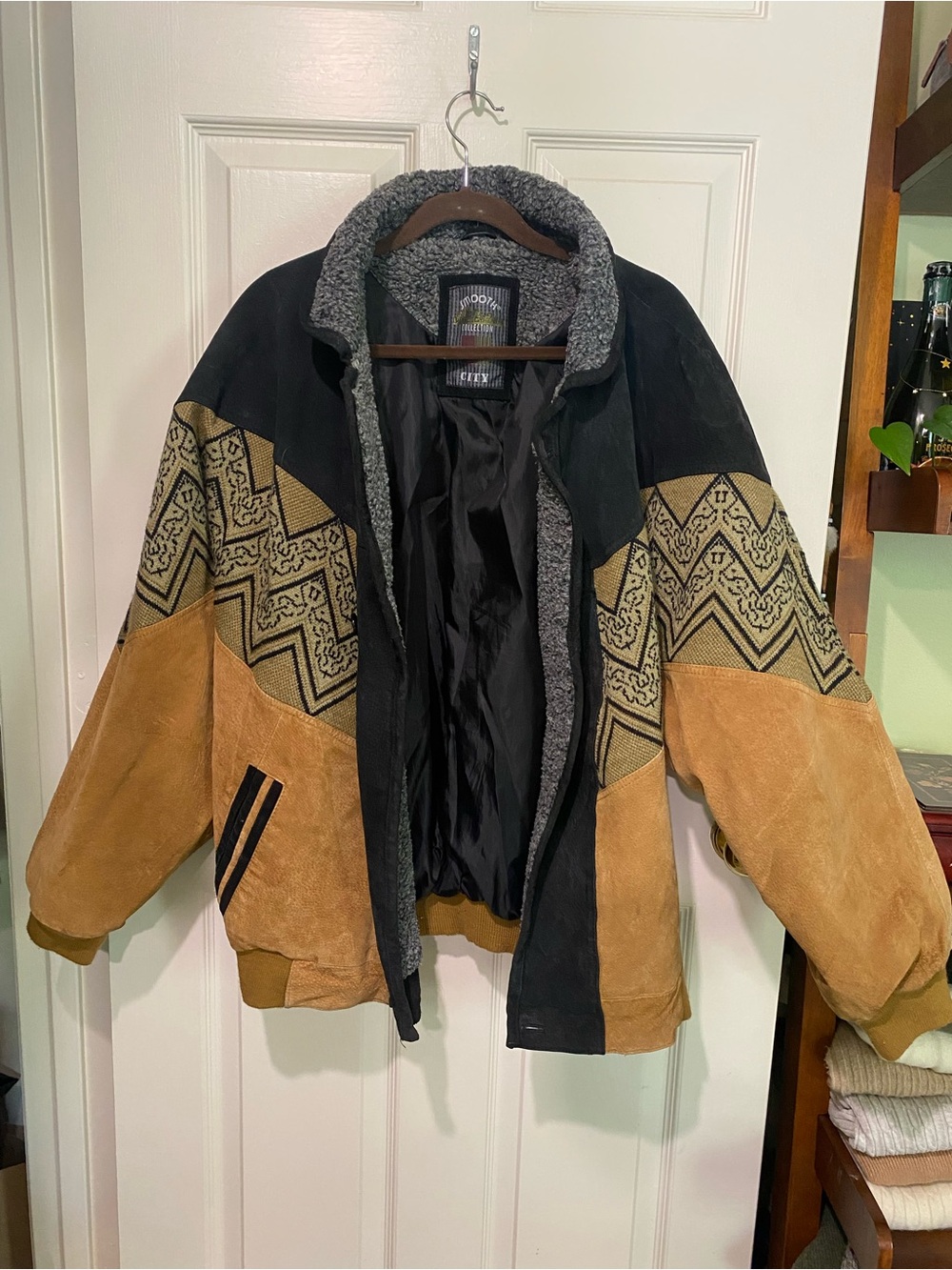 Vintage 90’s Suede & Knit Jacket - Tan & Black